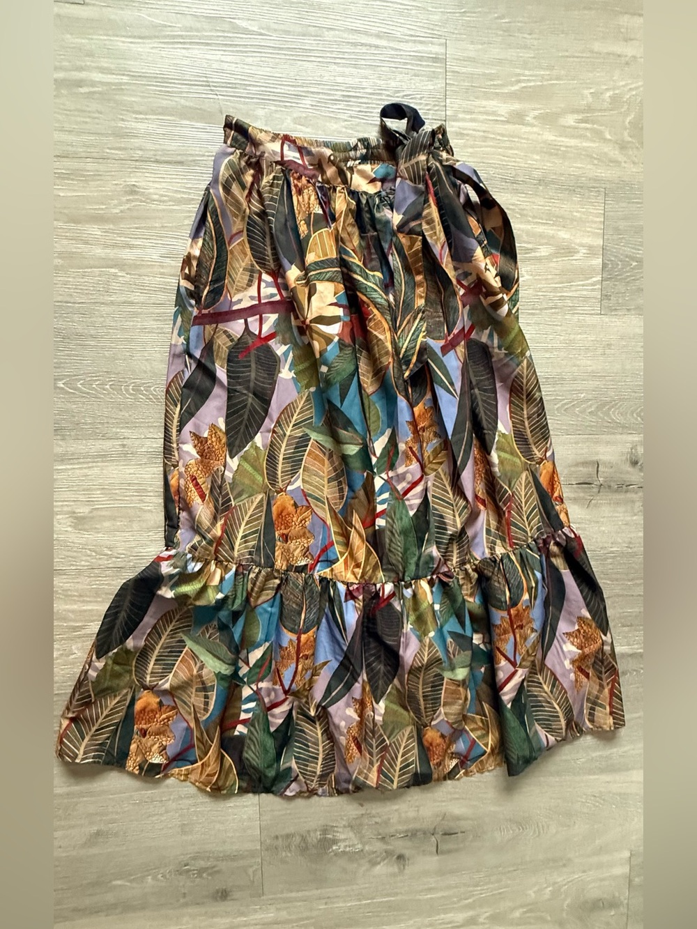 Rachel Zoe Leaf-Print Maxi Skirt in Green, Brown, Blue - Picture 3 of 11